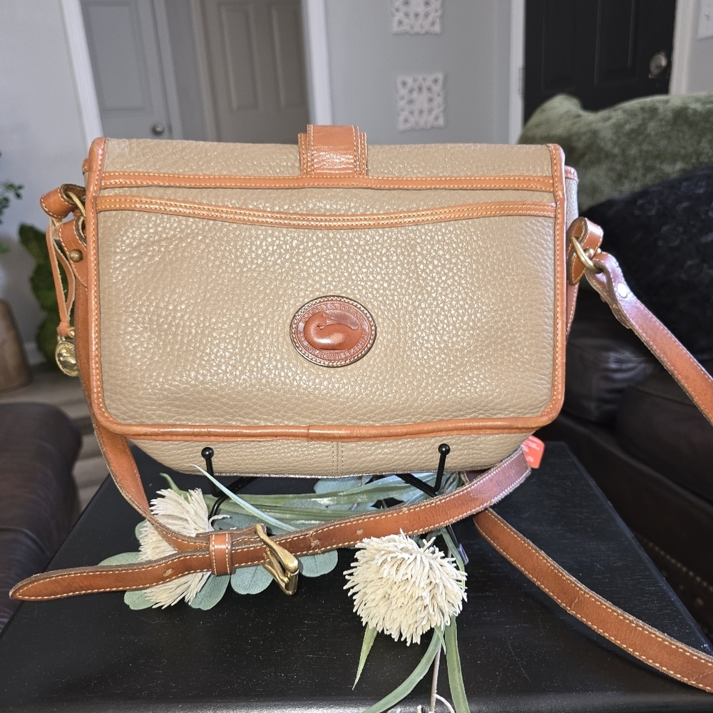 Vintage Dooney & Bourke Tan and Brown Crossbody Bag
